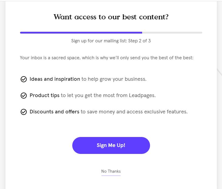 create a landing page signup