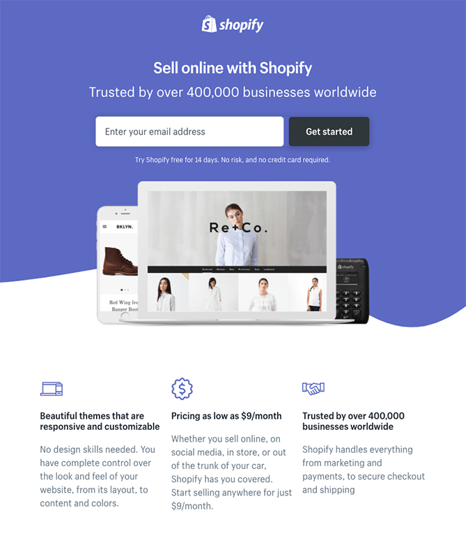 Optimized Landing Pages Example Shopify