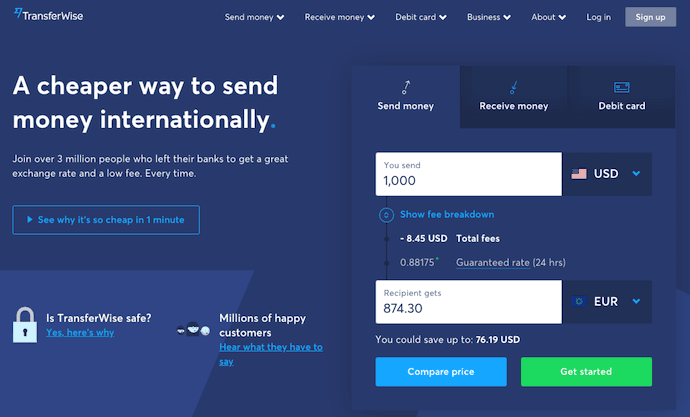 Optimized Landing Pages Example TransferWise aka Wise
