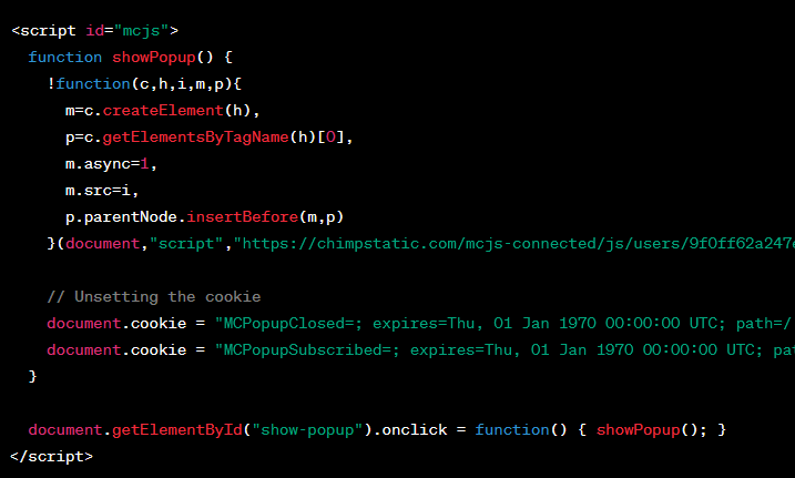 how the fully modified mailchimp code